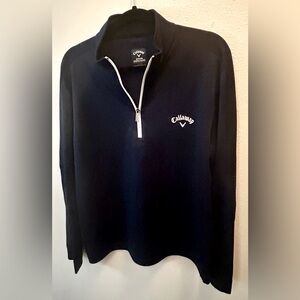 Callaway Thermal Jacket Mens Large Golf 1/4 Zip Pullover Navy Blue Performance